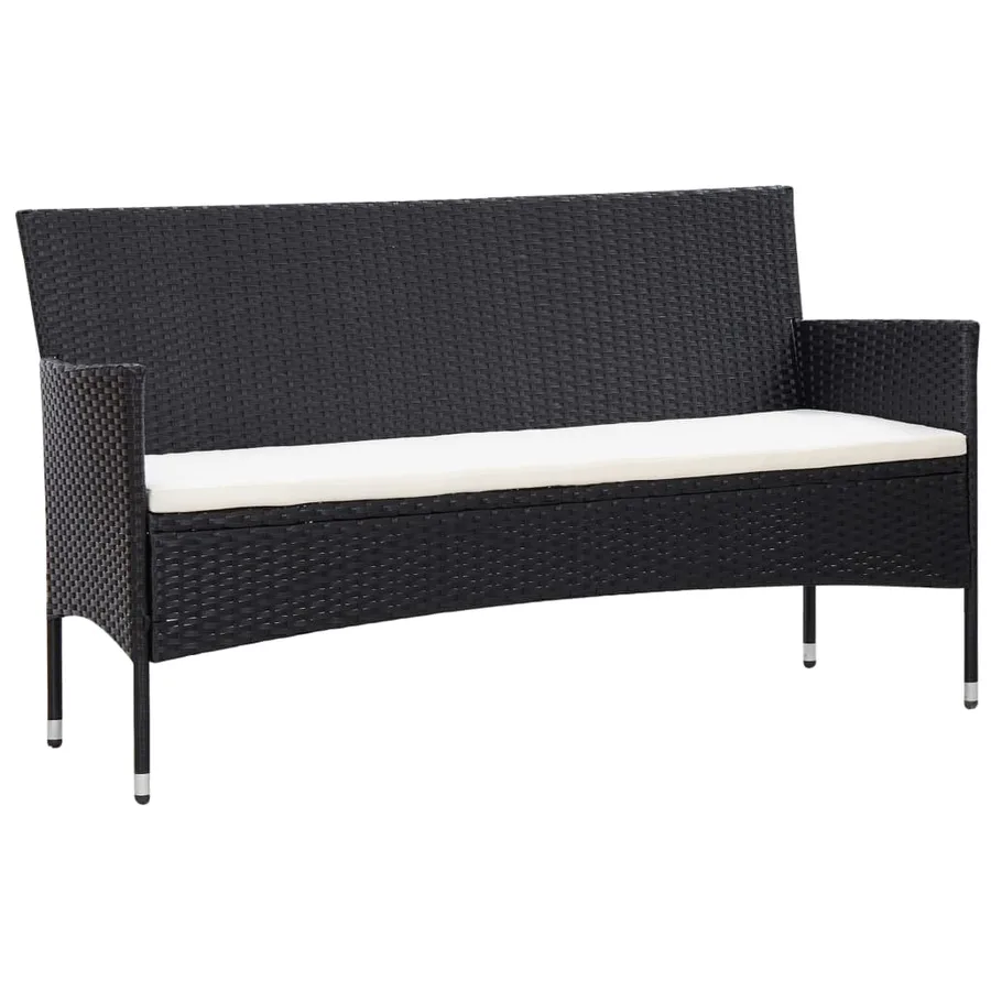 Salon de jardin 5 pcs avec coussins résine tressée noir - 3