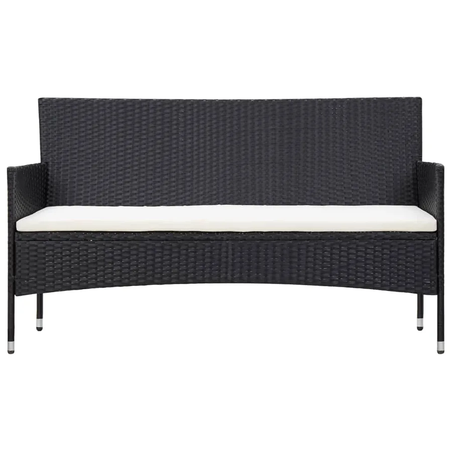 Salon de jardin 5 pcs avec coussins résine tressée noir - 4