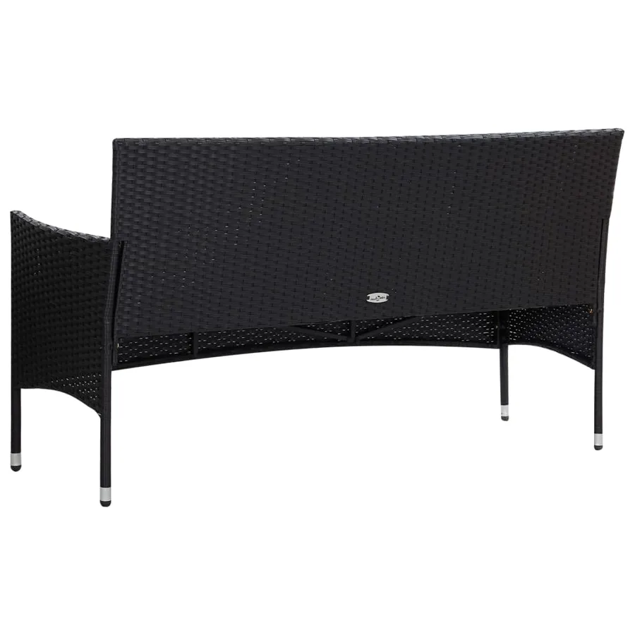 Salon de jardin 5 pcs avec coussins résine tressée noir - 5
