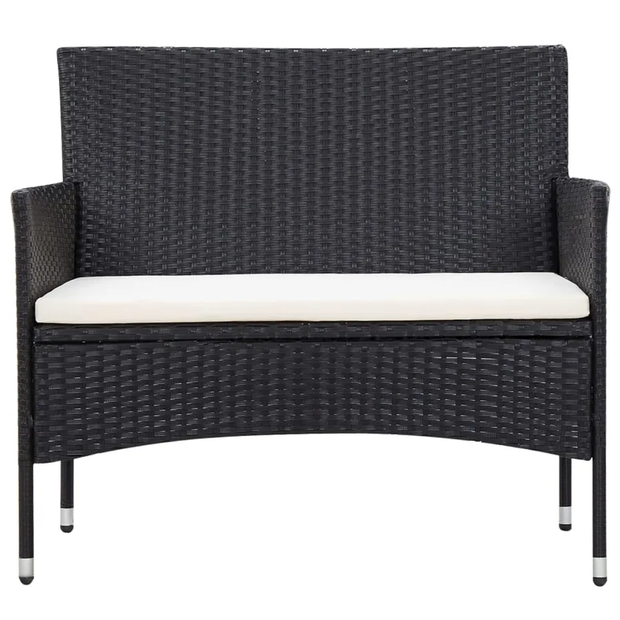Salon de jardin 5 pcs avec coussins résine tressée noir - 7