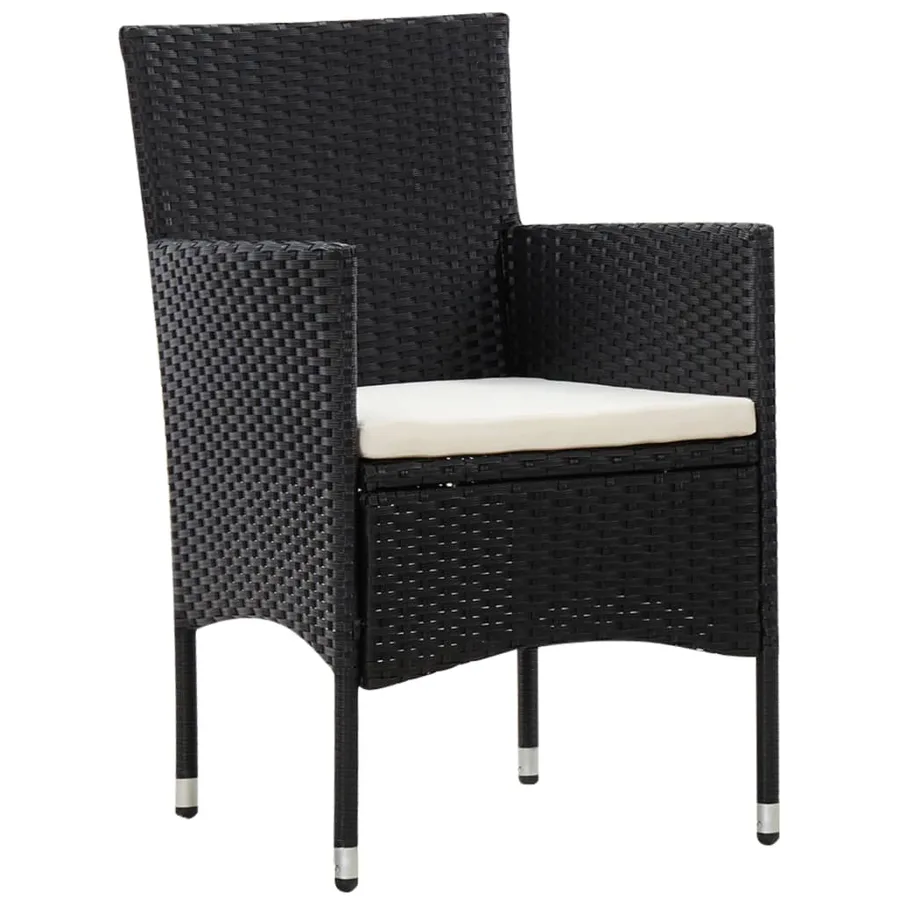 Salon de jardin 5 pcs avec coussins résine tressée noir - 8
