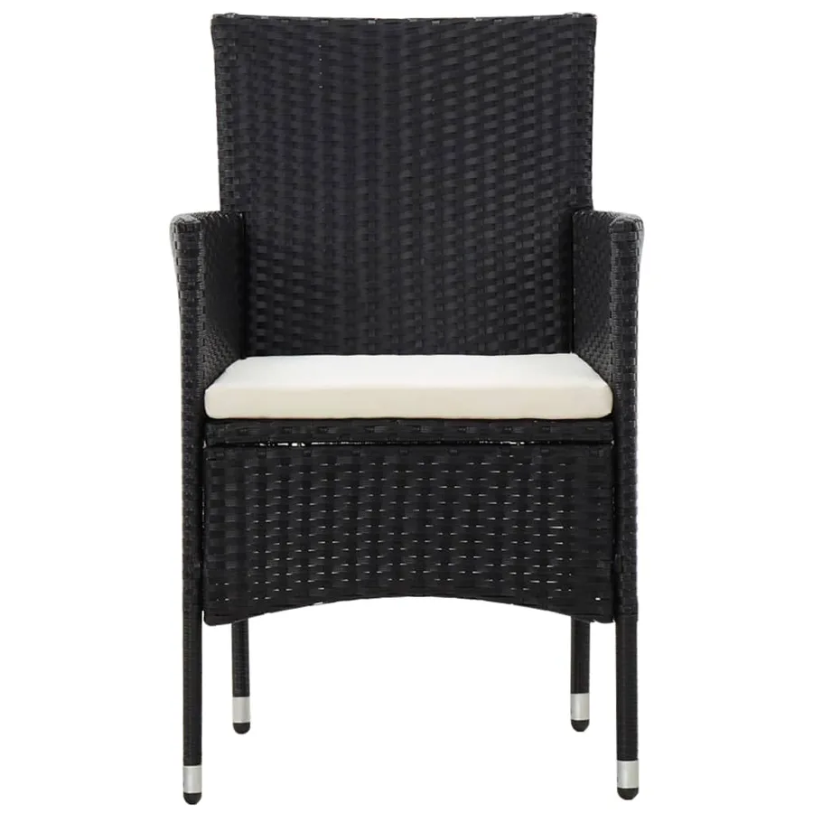 Salon de jardin 5 pcs avec coussins résine tressée noir - 9
