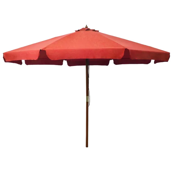 Parasol d'extérieur avec mât en bois 330 cm Terre cuite
