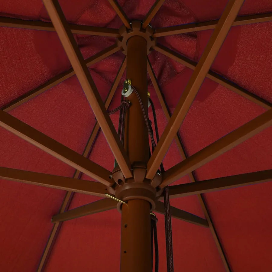 Parasol d'extérieur avec mât en bois 330 cm Terre cuite - 4