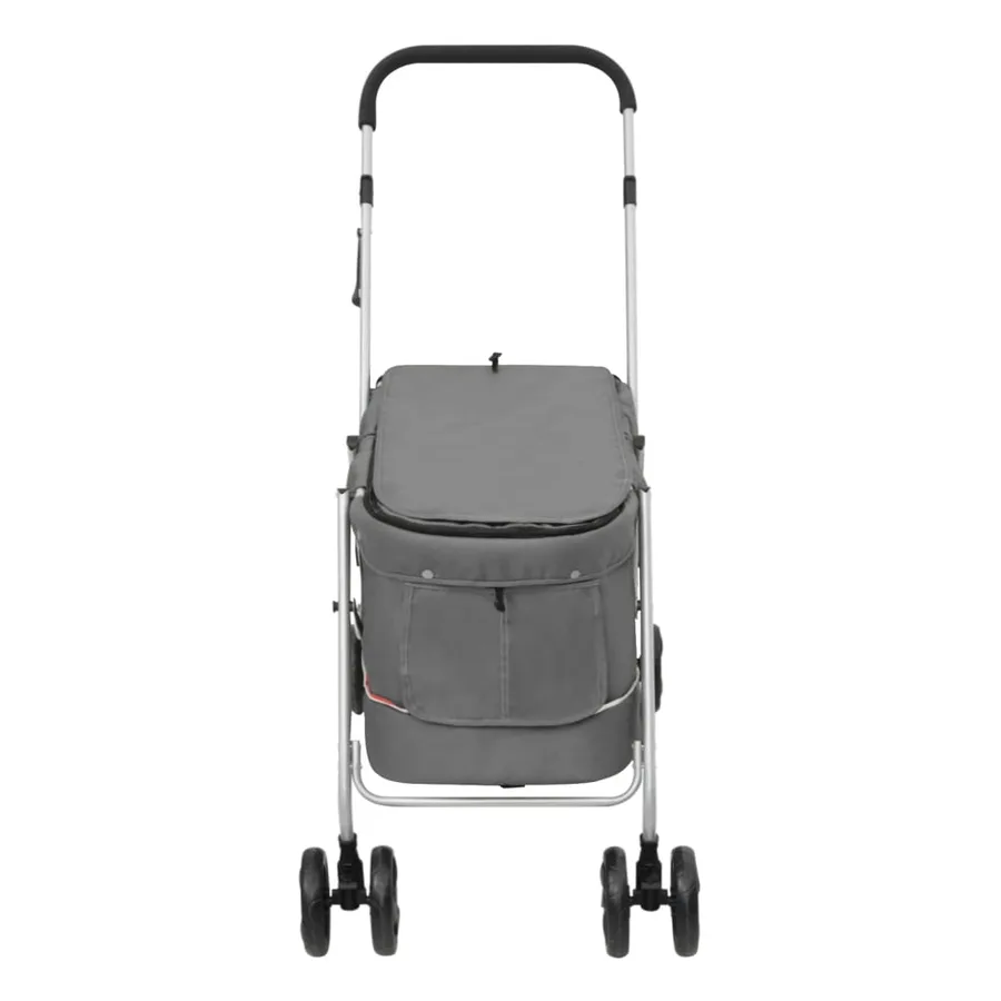 Poussette pour chien pliante Gris 100x49x96 cm Tissu de lin - 4