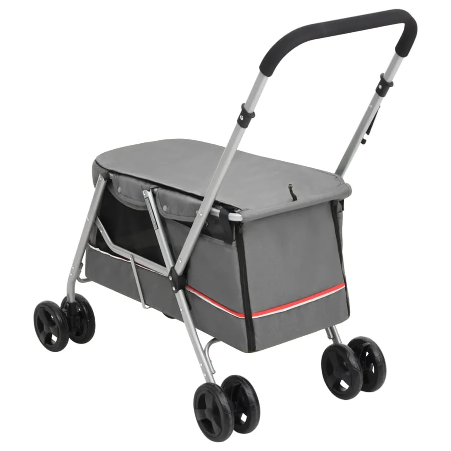 Poussette pour chien pliante Gris 100x49x96 cm Tissu de lin - 6