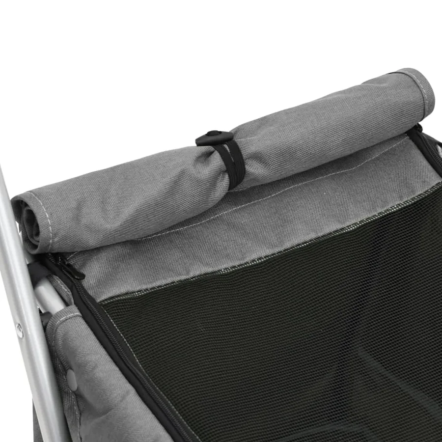 Poussette pour chien pliante Gris 100x49x96 cm Tissu de lin - 9