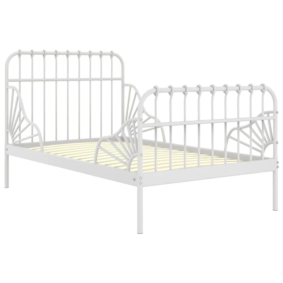 Cadre de lit extensible sans matelas blanc métal 80x130/200 cm - 2