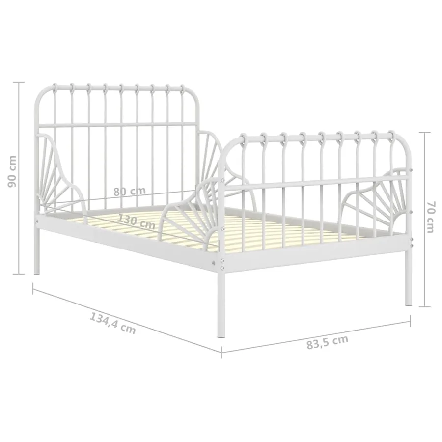 Cadre de lit extensible sans matelas blanc métal 80x130/200 cm - 7