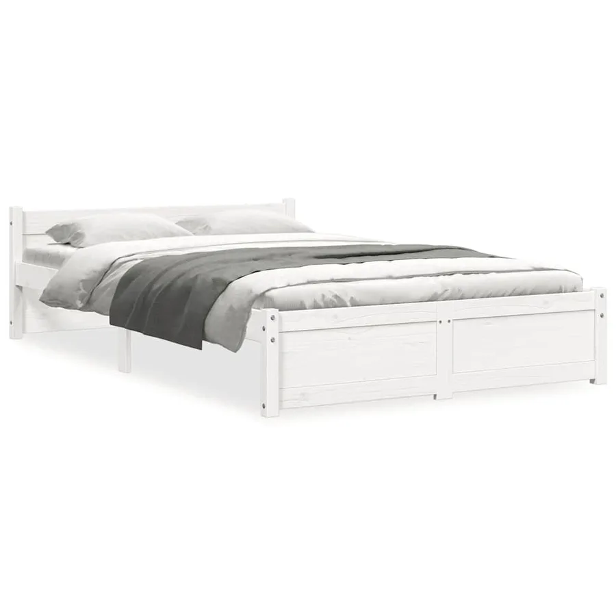 Cadre de lit sans matelas blanc bois massif 120x200 cm - 2
