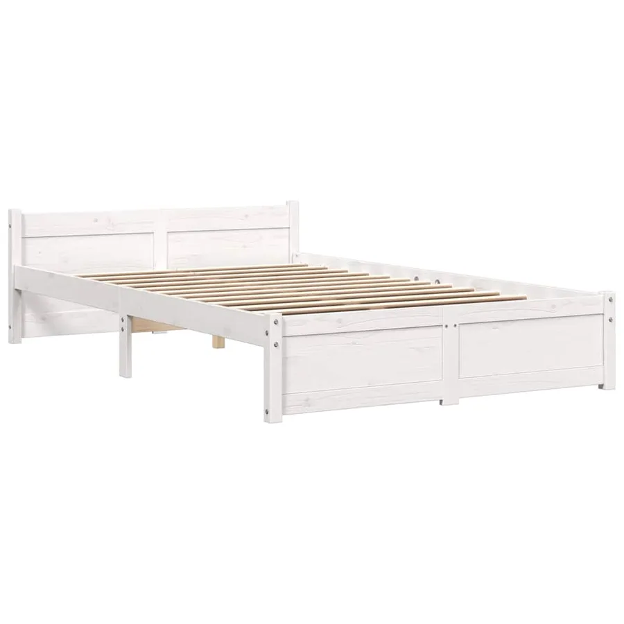 Cadre de lit sans matelas blanc bois massif 120x200 cm - 3