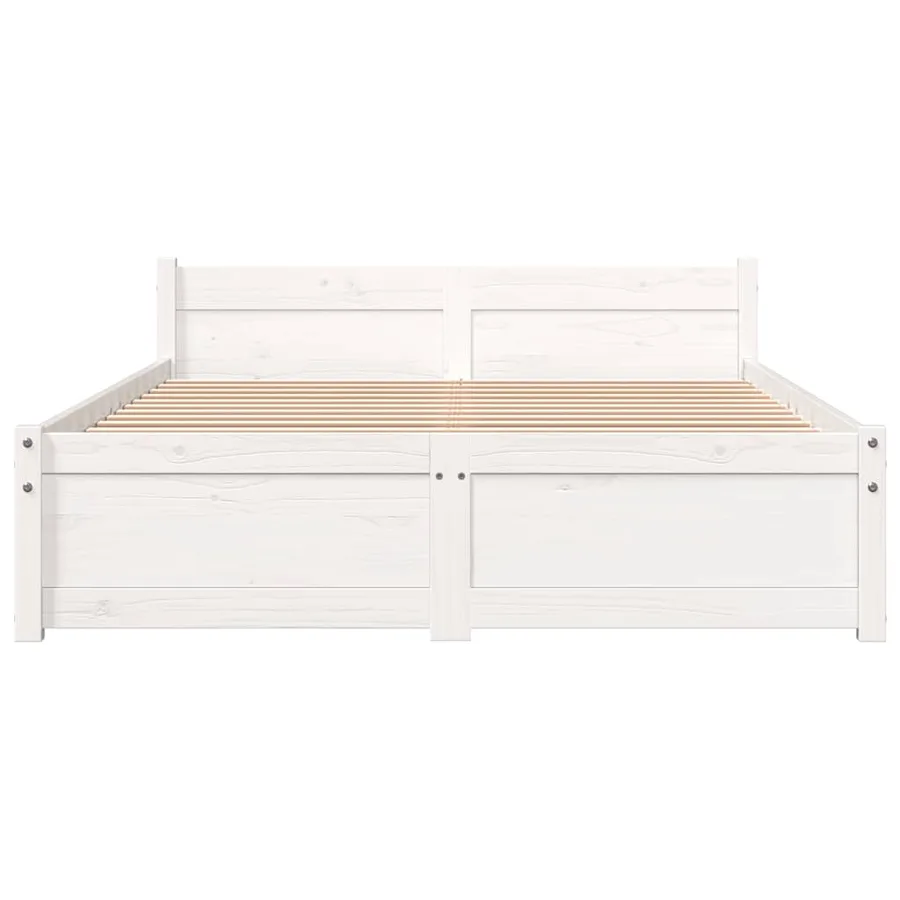 Cadre de lit sans matelas blanc bois massif 120x200 cm - 4