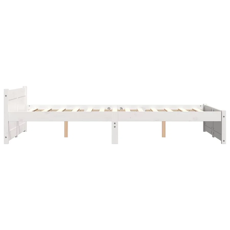 Cadre de lit sans matelas blanc bois massif 120x200 cm - 5