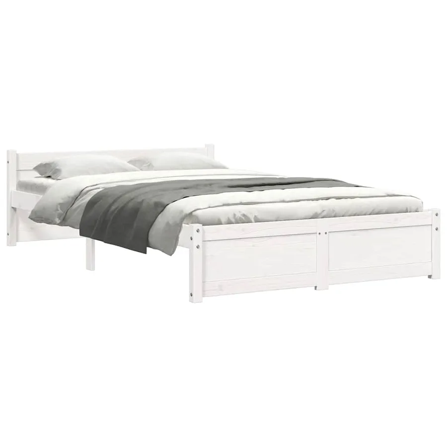 Cadre de lit sans matelas blanc bois massif 120x200 cm - 7