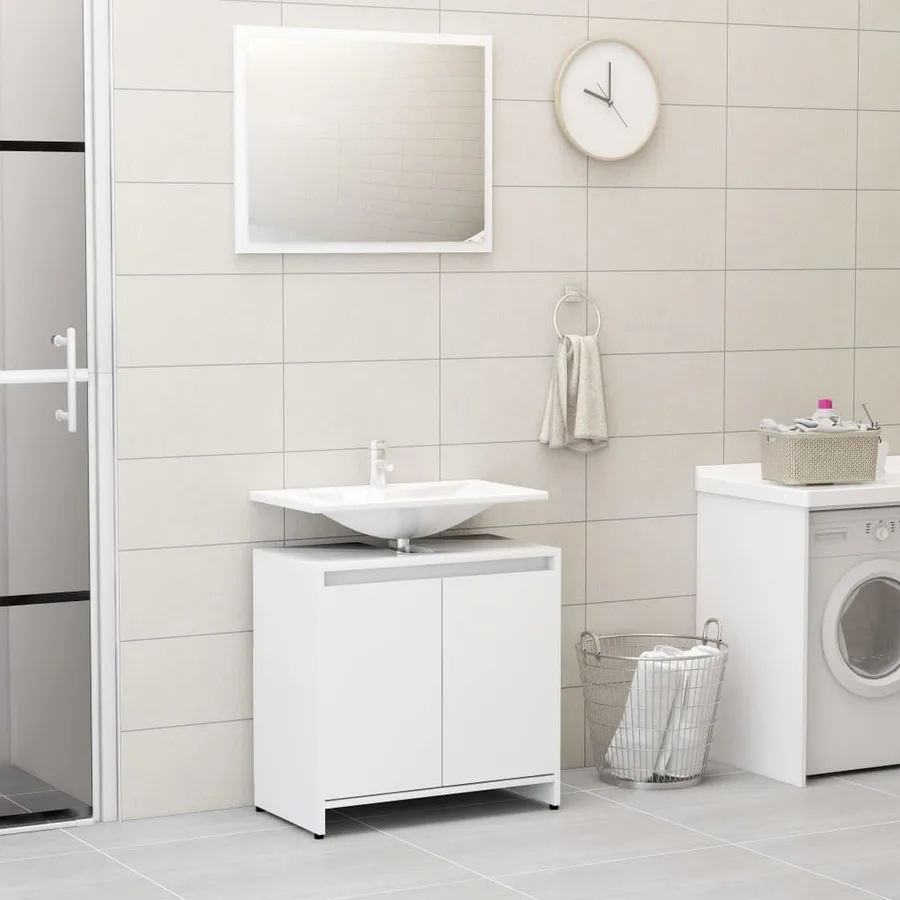 Ensemble de meubles de salle de bain 4pcs Blanc Bois ingénierie - 3