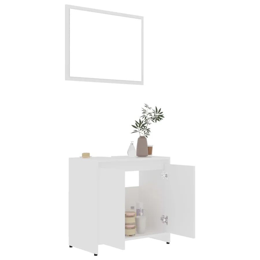 Ensemble de meubles de salle de bain 4pcs Blanc Bois ingénierie - 5