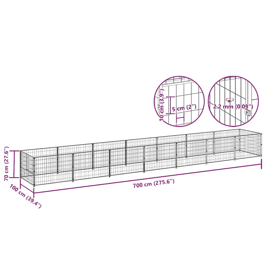 Chenil Noir 7 m² Acier - 9