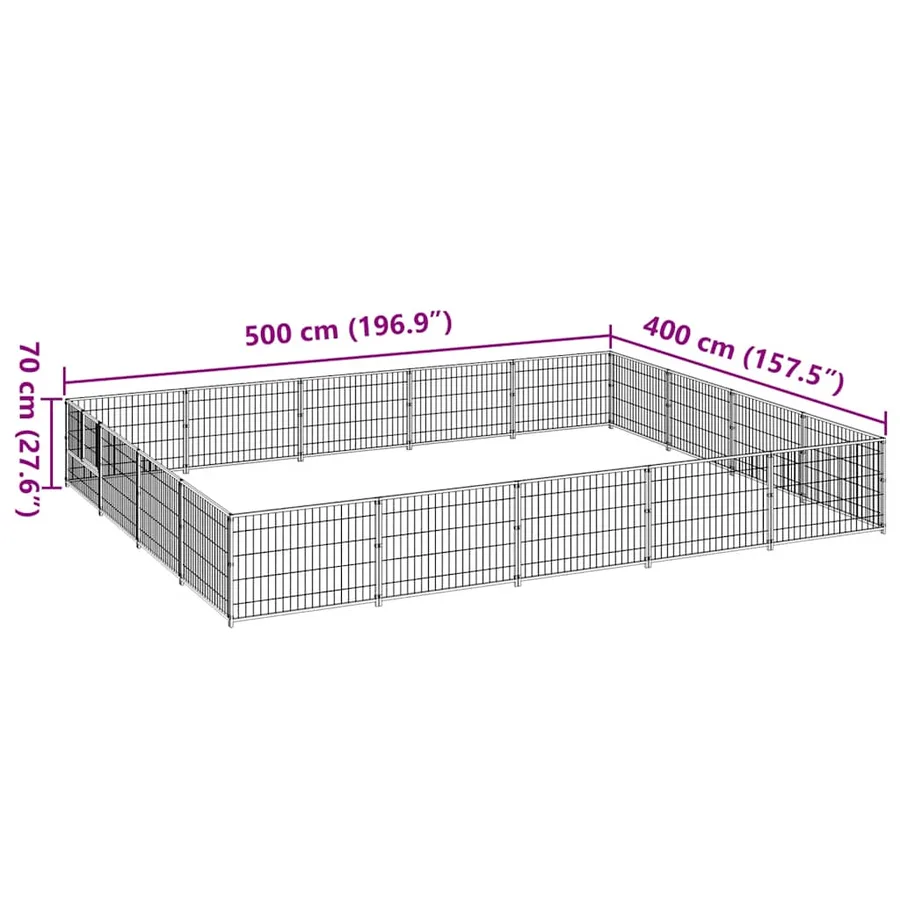 Chenil Noir 20 m² Acier - 7