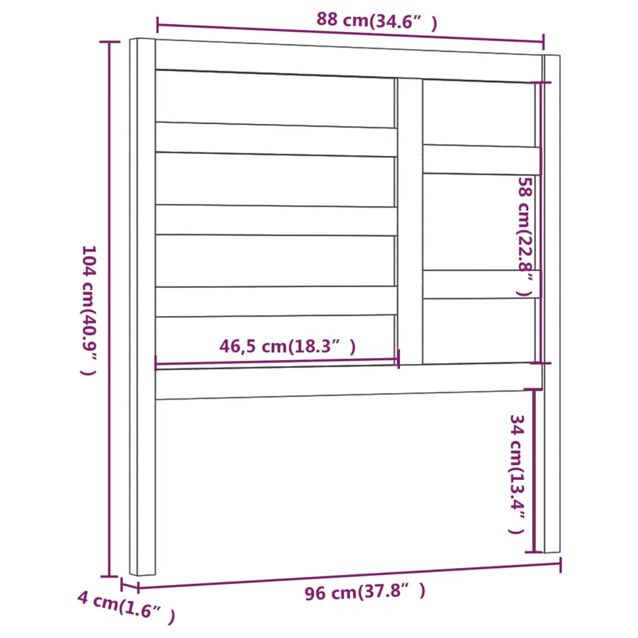 Tête de lit Gris 96x4x104 cm Bois massif de pin - 6