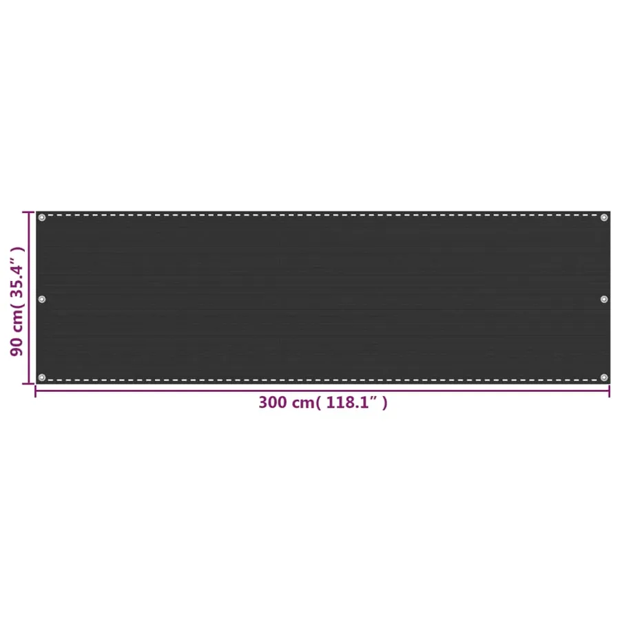 Écran de balcon Anthracite 90x300 cm PEHD - 5