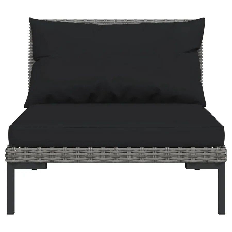 Salon de jardin 11 pcs avec coussins Résine tressée Gris foncé - 4