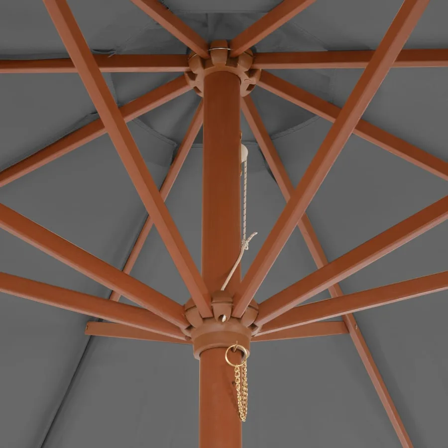Parasol d'extérieur avec mât en bois 300 cm anthracite - 5