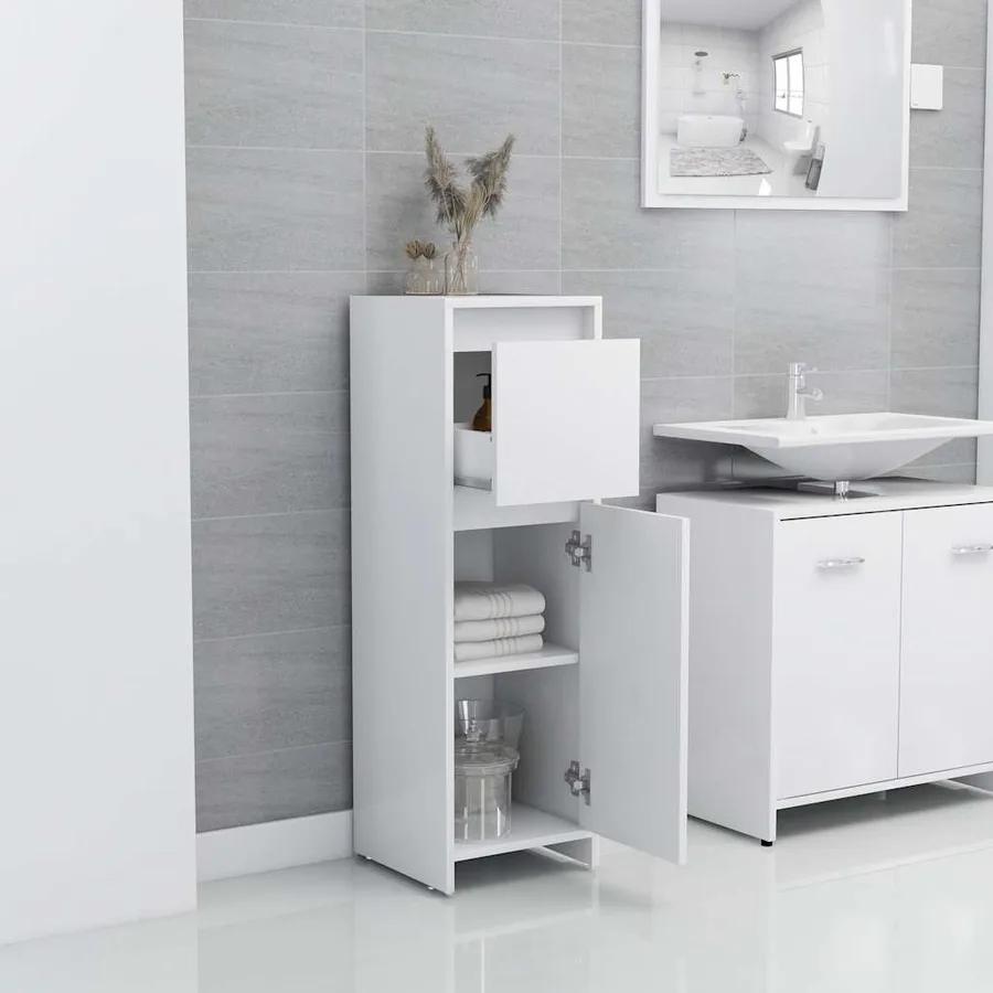 Armoire de salle de bain Blanc 30x30x95 cm Bois d'ingénierie - 3