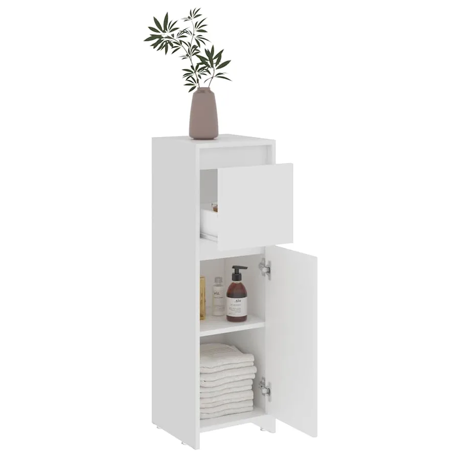 Armoire de salle de bain Blanc 30x30x95 cm Bois d'ingénierie - 5