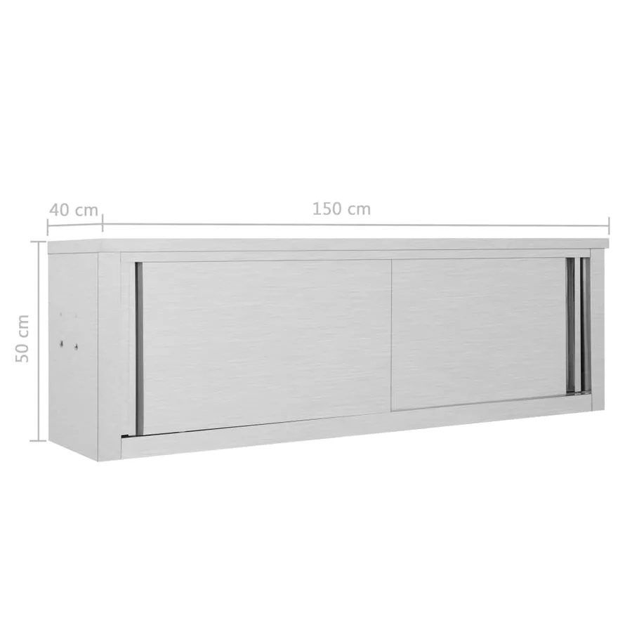 Armoire de cuisine avec portes coulissantes 150x40x50 cm Inox - 9