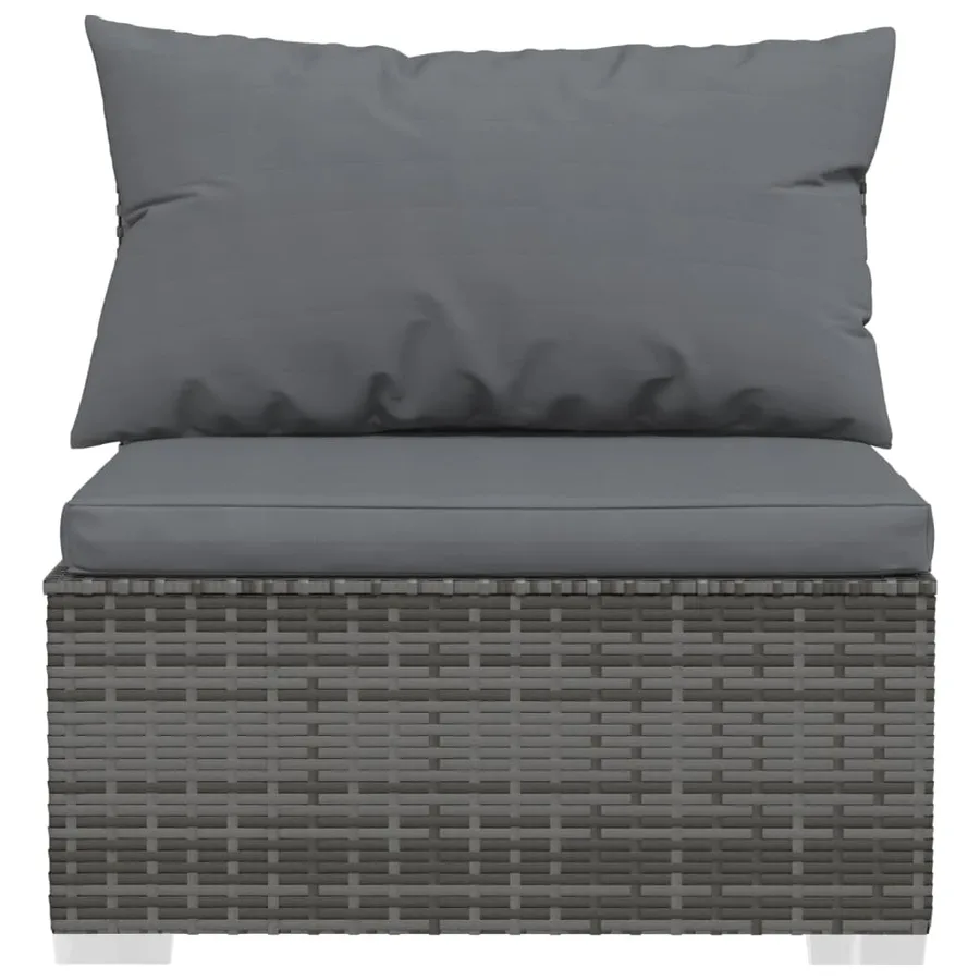 Salon de jardin 9 pcs avec coussins Gris Résine tressée - 4