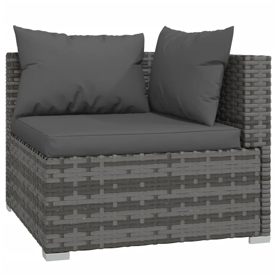 Salon de jardin 9 pcs avec coussins Gris Résine tressée - 5
