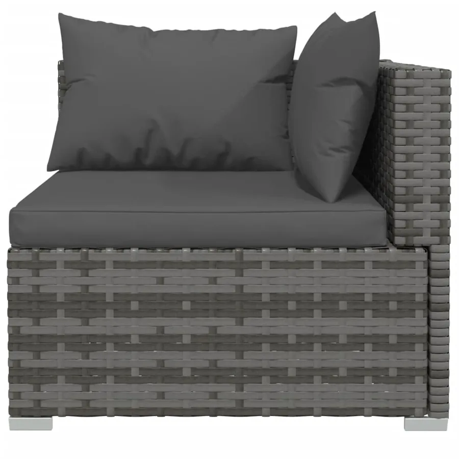 Salon de jardin 9 pcs avec coussins Gris Résine tressée - 6