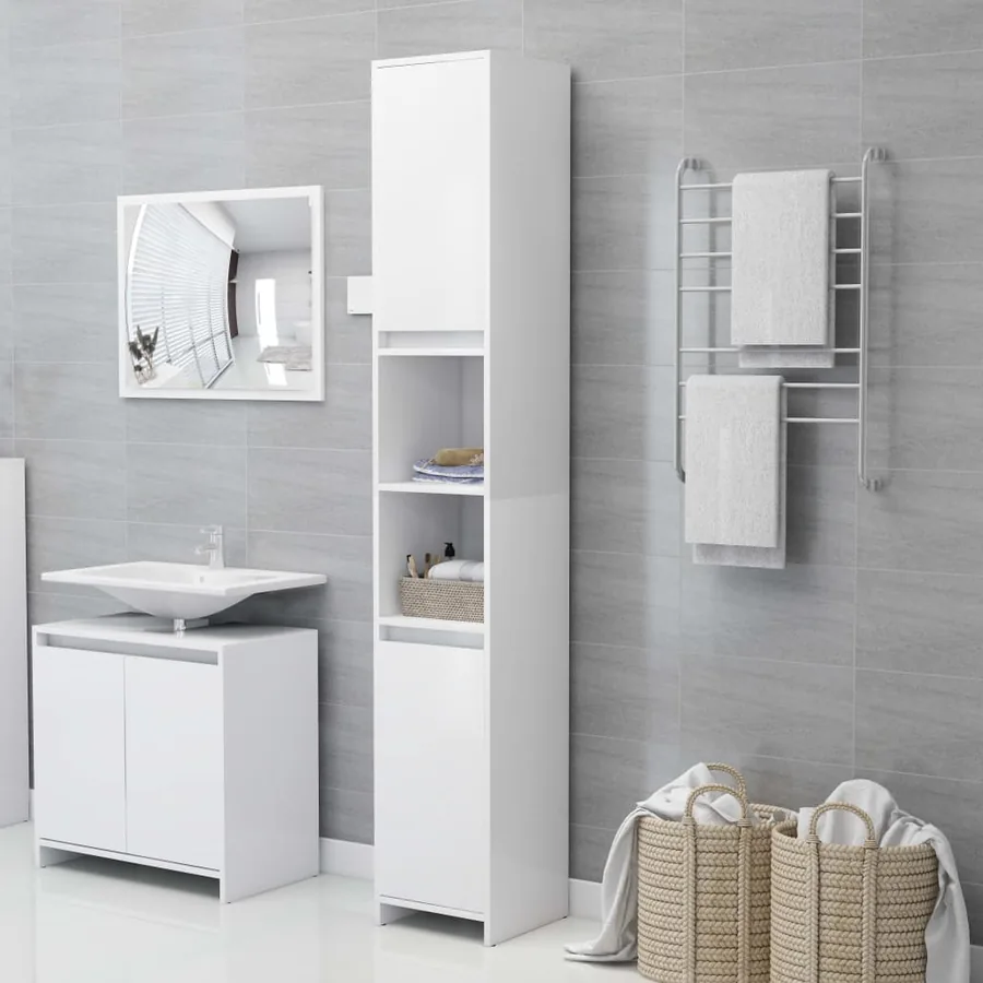Armoire de salle de bain Blanc 30x30x183,5 cm Bois d'ingénierie