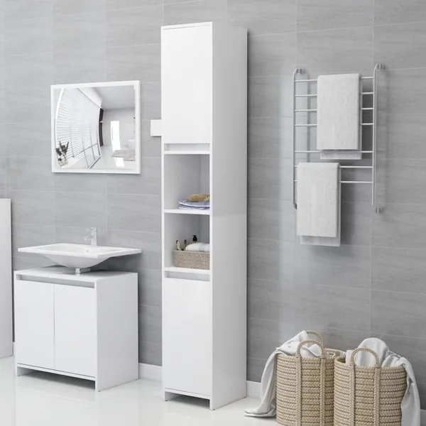 Armoire de salle de bain Blanc 30x30x183,5 cm Bois d'ingénierie