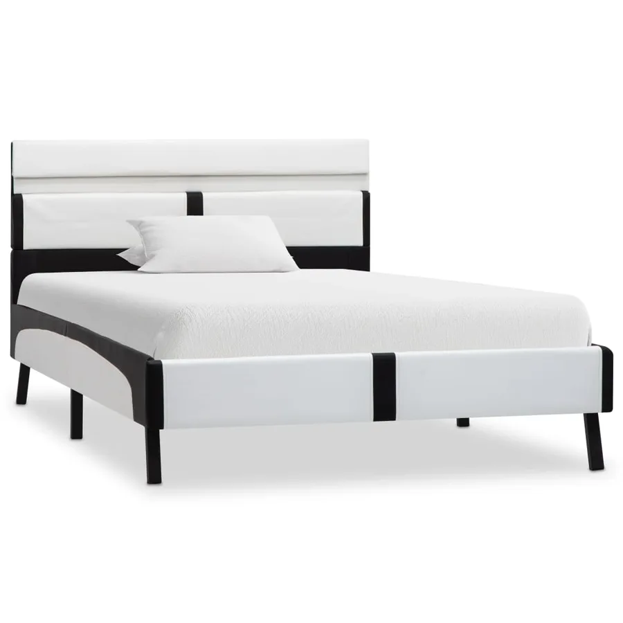 Cadre de lit avec LED sans matelas blanc et noir 90x200 cm - 2