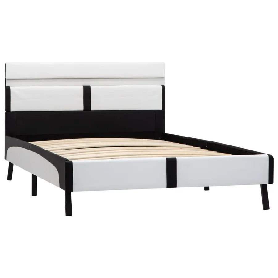 Cadre de lit avec LED sans matelas blanc et noir 90x200 cm - 3