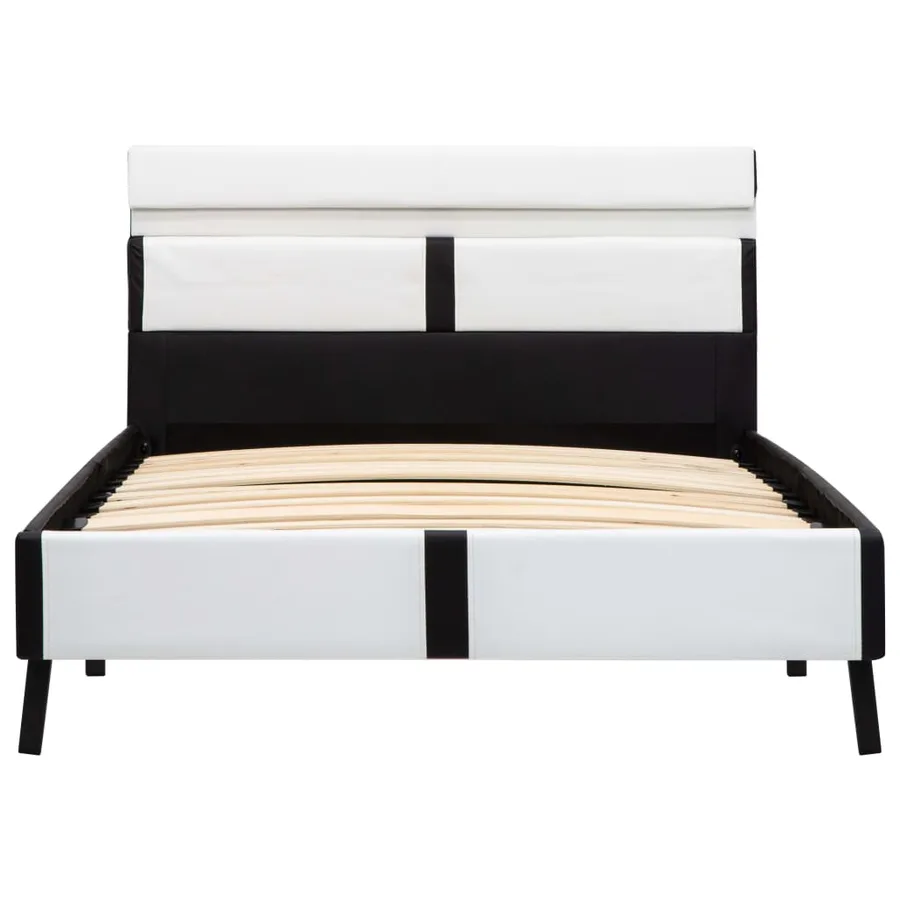 Cadre de lit avec LED sans matelas blanc et noir 90x200 cm - 4