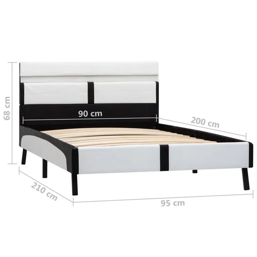 Cadre de lit avec LED sans matelas blanc et noir 90x200 cm - 9