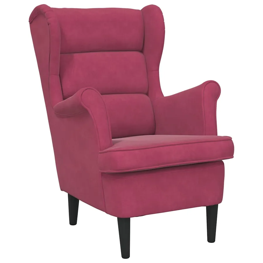 Fauteuil rouge bordeaux velours - 2