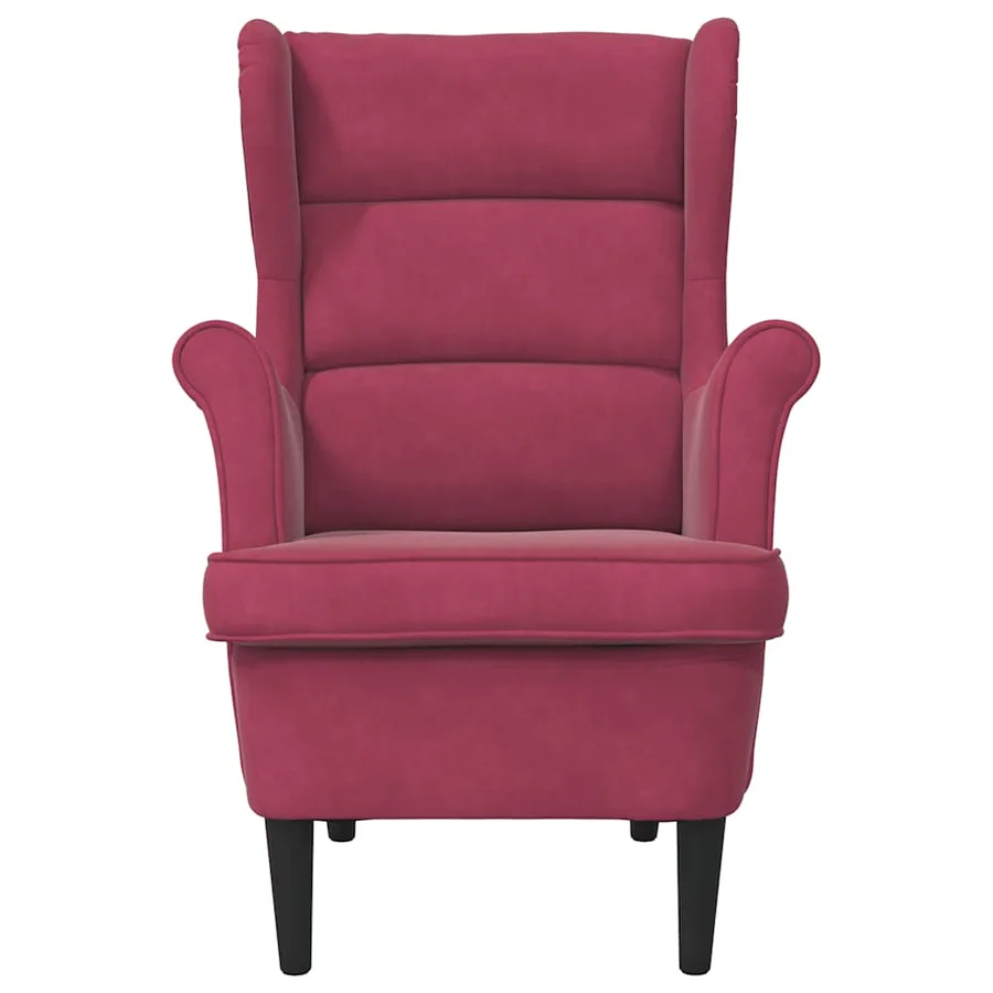 Fauteuil rouge bordeaux velours - 4