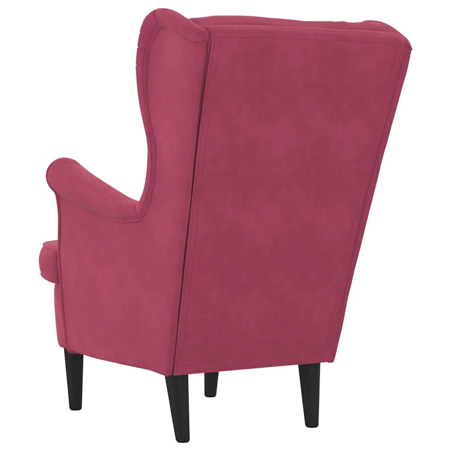 Fauteuil rouge bordeaux velours - 6