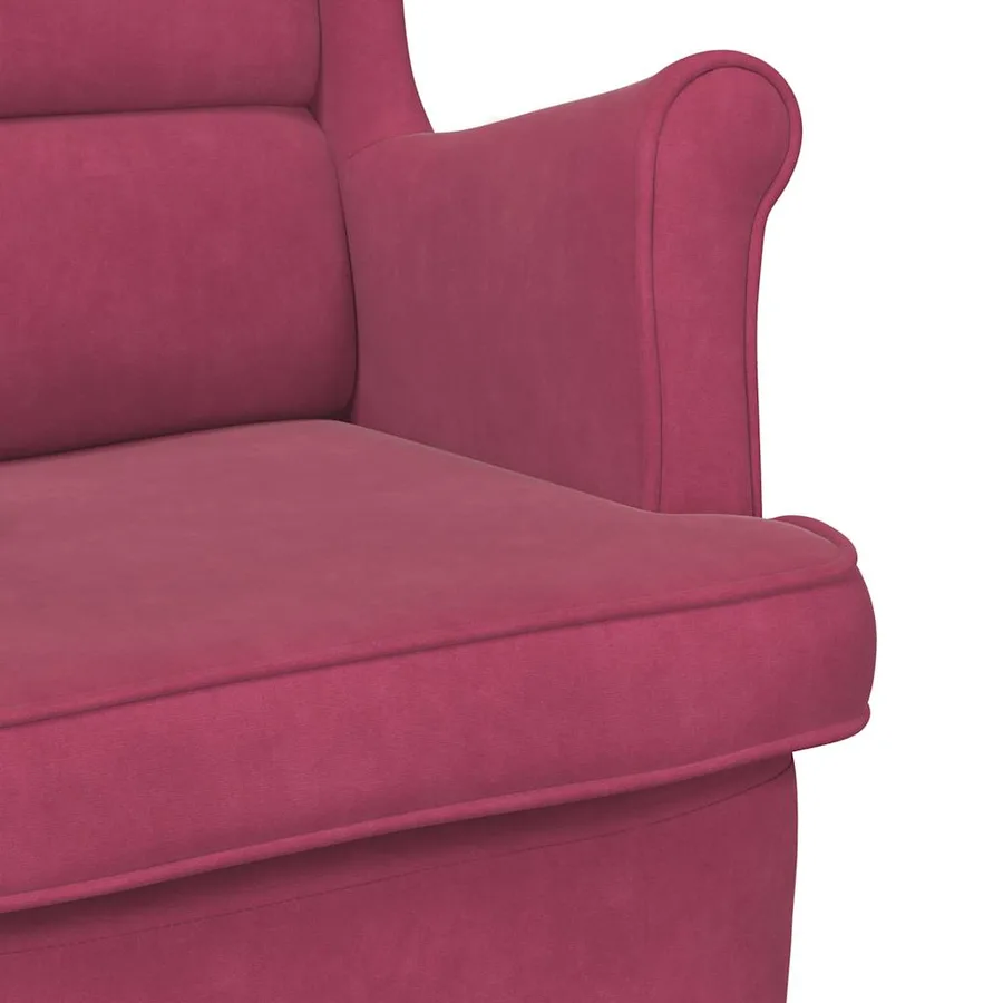 Fauteuil rouge bordeaux velours - 8