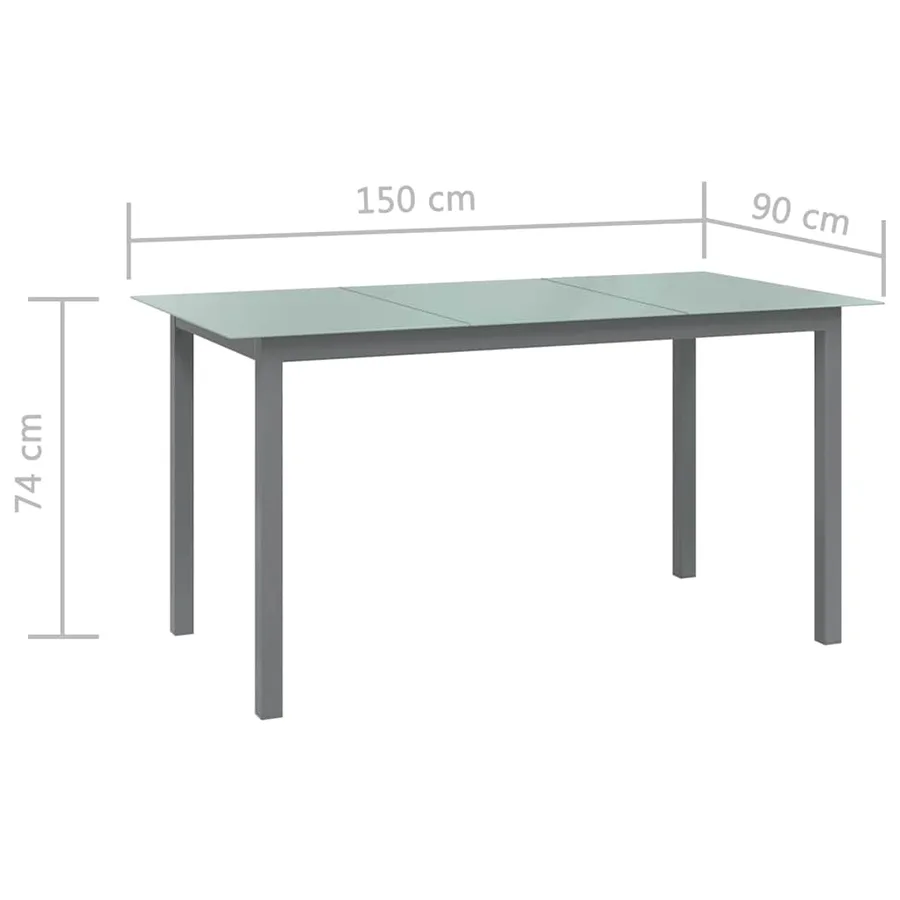 Ensemble à manger de jardin 7 pcs aluminium argenté et noir - 12