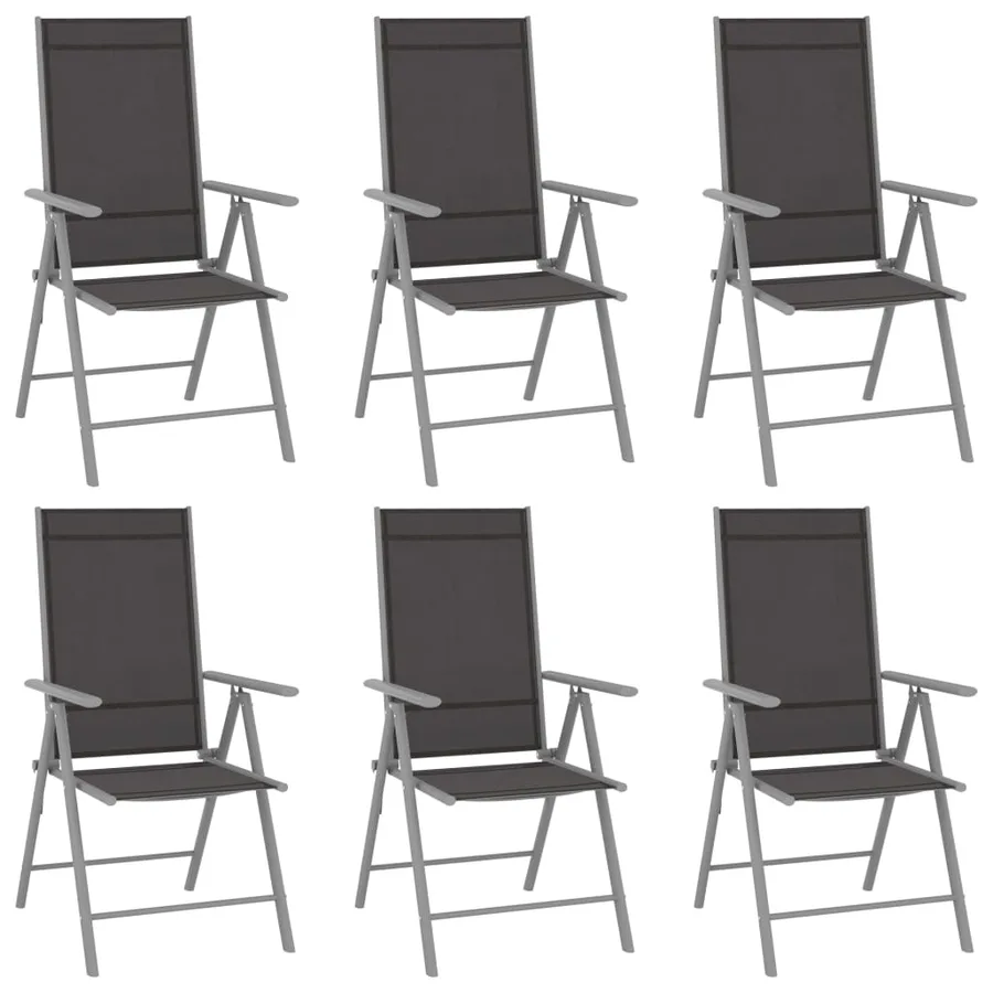 Ensemble à manger de jardin 7 pcs aluminium argenté et noir - 2