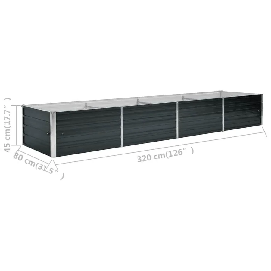 Lit surélevé de jardin Anthracite 320x80x45 cm Acier galvanisé - 8