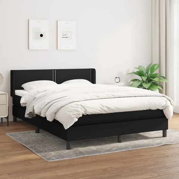 Sommier à lattes de lit avec matelas Noir 140x190 cm Tissu