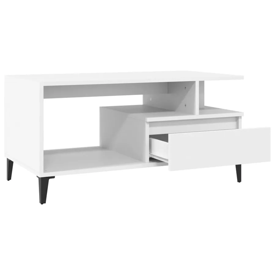 Table basse Blanc 90x49x45 cm Bois d'ingénierie - 6
