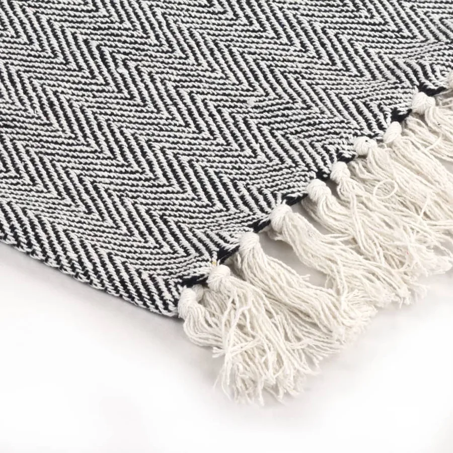 Couverture coton à chevrons 160x210 cm Bleu marine - 4