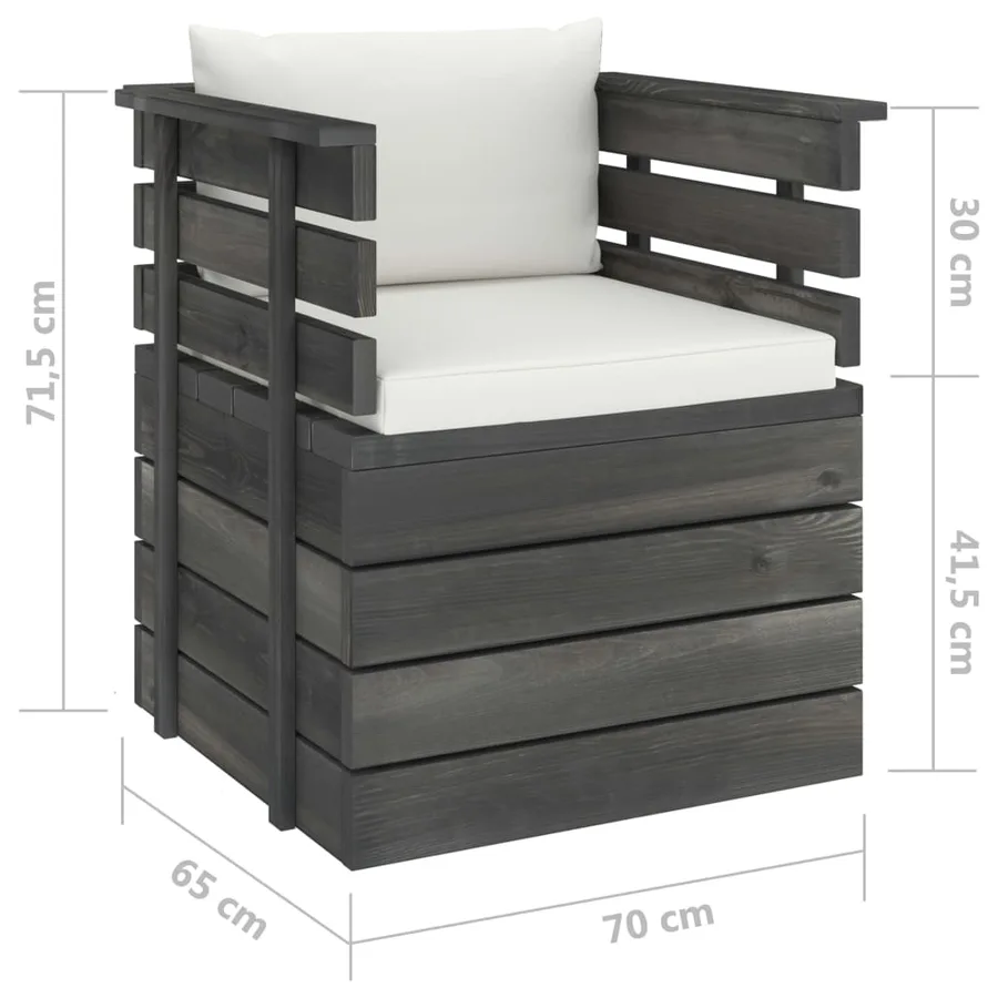 Fauteuil de jardin avec coussins Bois de pin - 7
