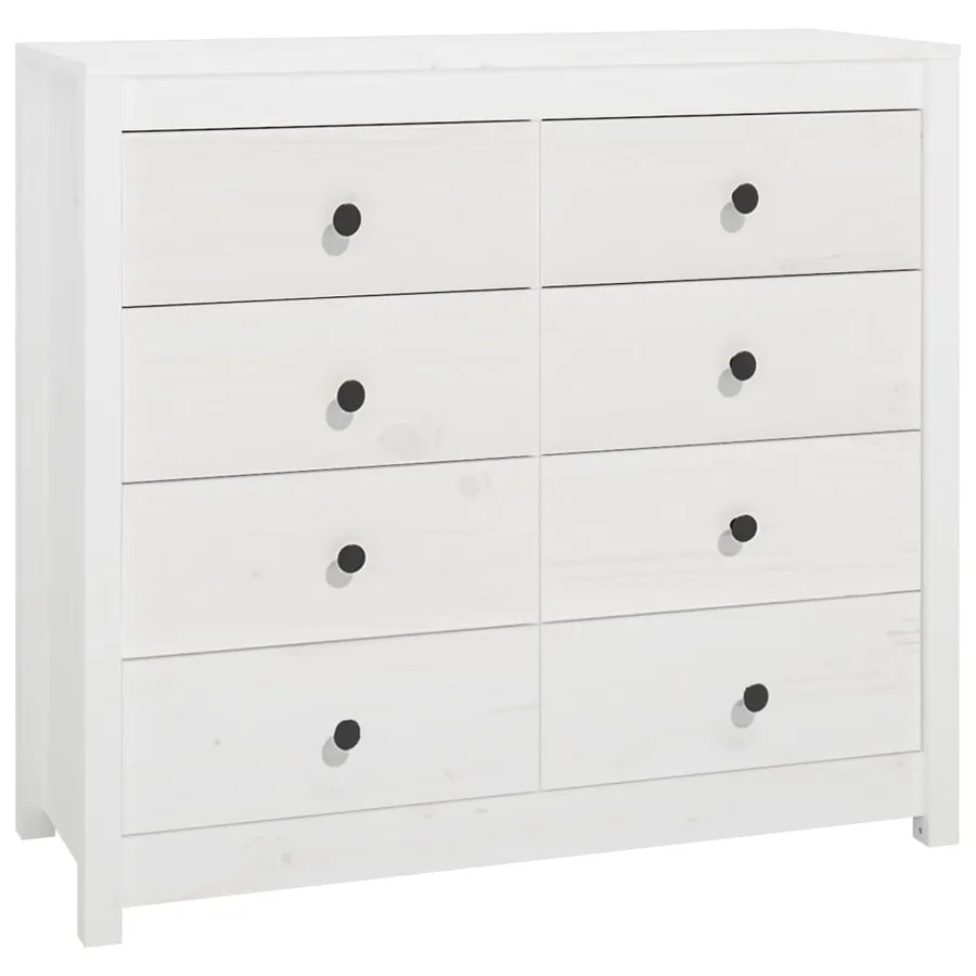 Armoire latérale Blanc 100x40x90 cm Bois de pin massif - 2